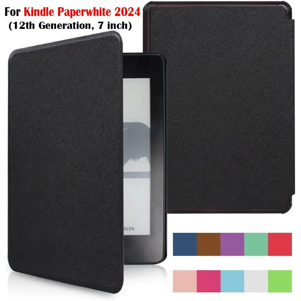 

PU Leather eReader Case Auto Wake/Sleep Anti Scratch Colorsoft Cover Slim for Kindle Paperwhite 2024 7 inch (12th Gen)