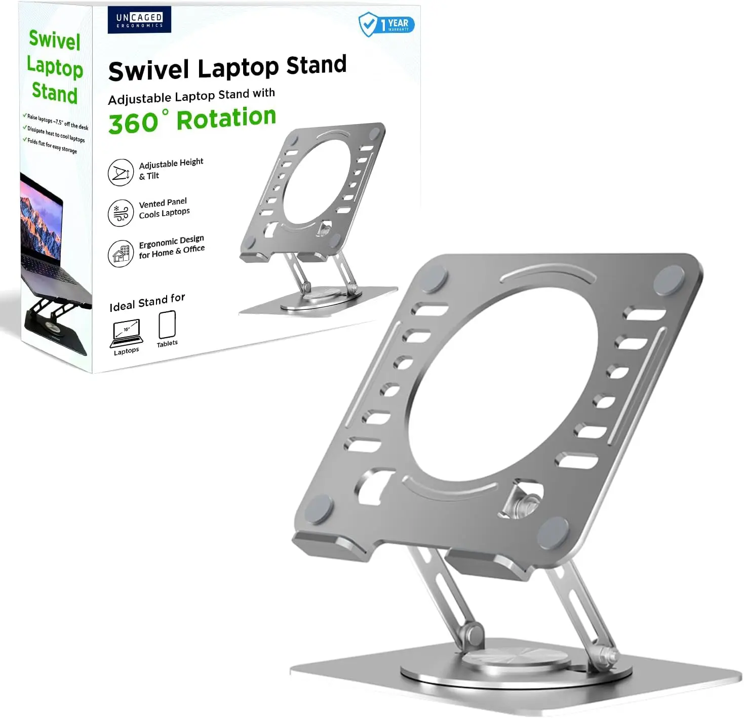 

Swivel Laptop Stand for Desk, Adjustable Computer iPad Stand w/ 360 Rotation, Portable Laptop Holder for Home Office