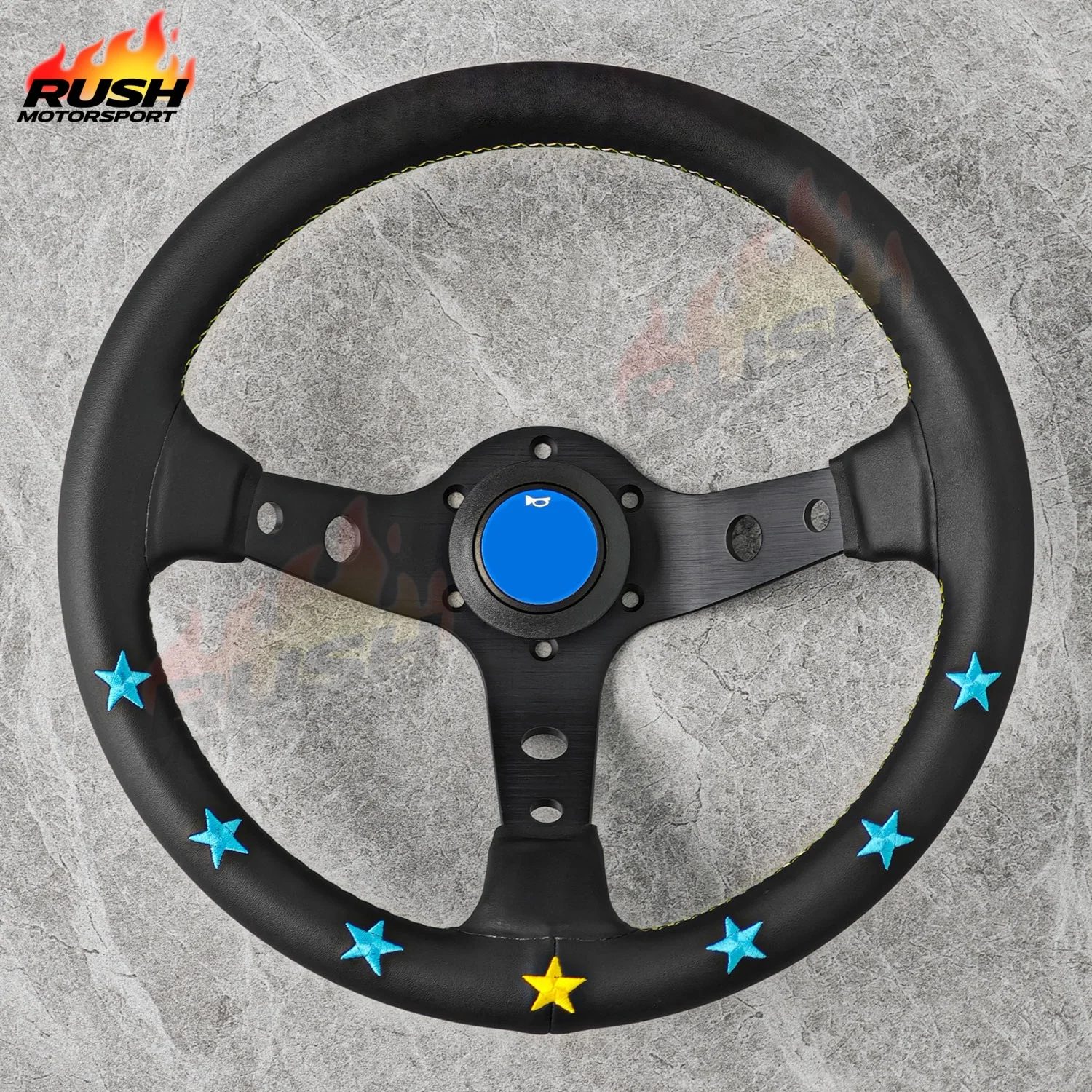 

13inch Blue 7 Star Steering Wheel Deep Dish Sim Racing Gaming Steering Wheel PC-ST20V
