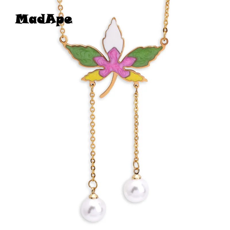 MadApe Women Sweater Chain Stainless Steel Choker Necklace 2019 Fashion Maple Leaf Pendants Necklace For Girl Jewelry Gifts