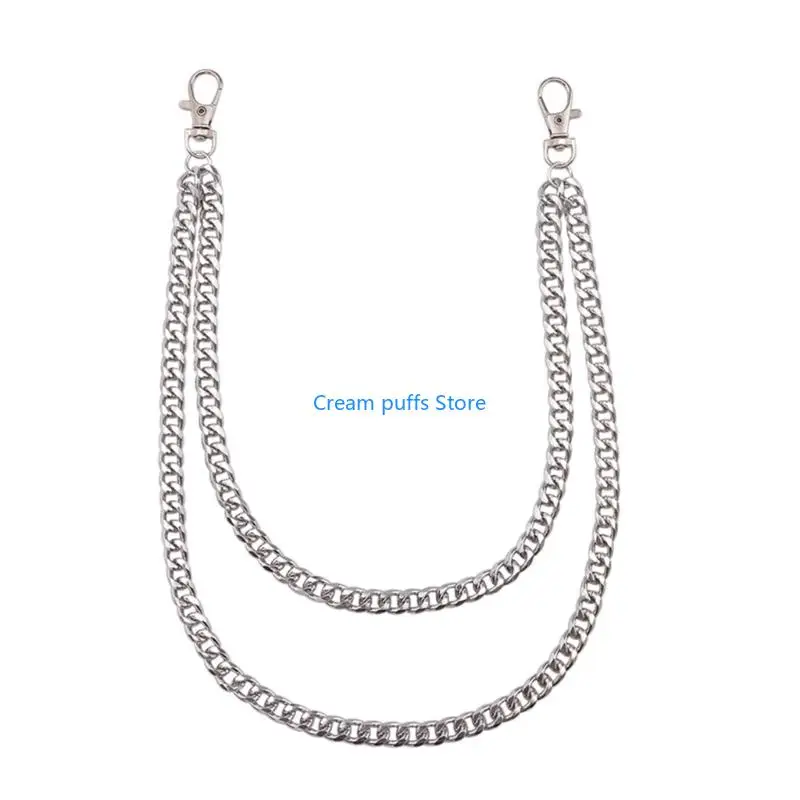 50LE Waist Chain for Men Women Boy Girls Punk Wallet Keychain Belt Metal Jeans Pants Chain with Secure Clasp Accessories