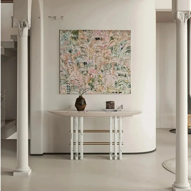 JJX Italian Light Luxury Marble Entrance Table High-end Villa Living Room Home Entrance Foyer Entrance Long Table