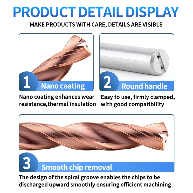 Broca de carburo 3D de 3-12mm, orificio interior a través del refrigerante para herramienta CNC eficiente de acero, broca de refrigerante interno de acero de tungsteno
