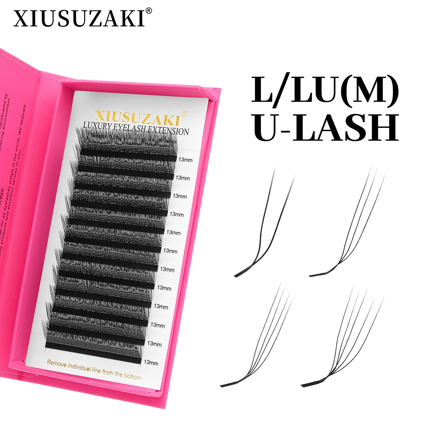 XIUSUZAKI L/LU/M Curl U/W Estensione ciglia a forma di U YY 3D 4D 5D W Estensioni ciglia Ventole di volume preconfezionate Ciglia finte