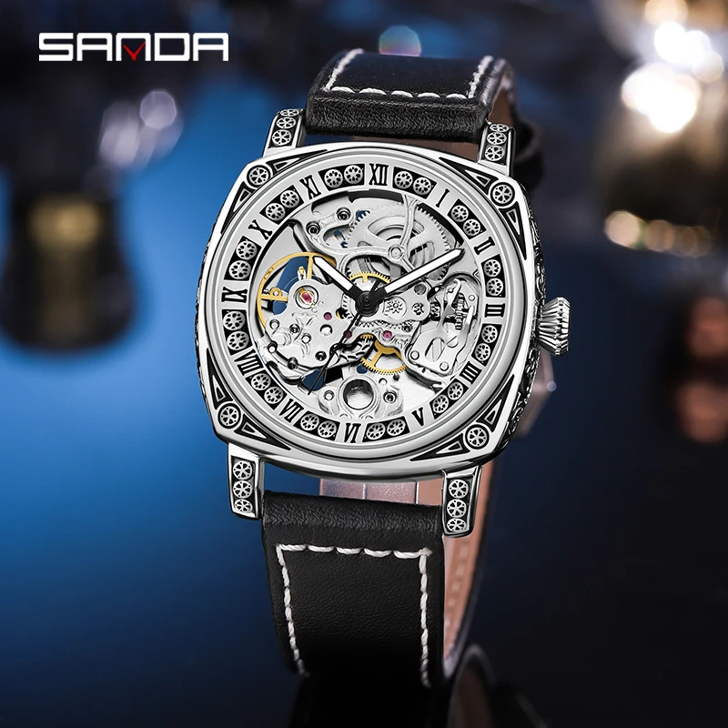 2024 Luxury Brand Automatic Mechanical Watch for Men Tourbilon Skeleton Watches Waterproof Wristwatch Silicone Band Reloj Hombre