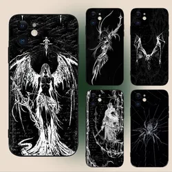 Gothic Girl Sculpture Retro Phone Case For iPhone 16,15,14,13,12,11,Plus,Pro Max,XS,X,XR,SE,Mini,8,7 Soft Silicone Black Cover