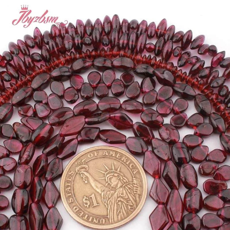 Natural Garnet Coin Freefrom Potato Stone Beads For Woman DIY Necklace Bracelets Jewelry Making Loose Strand 15\