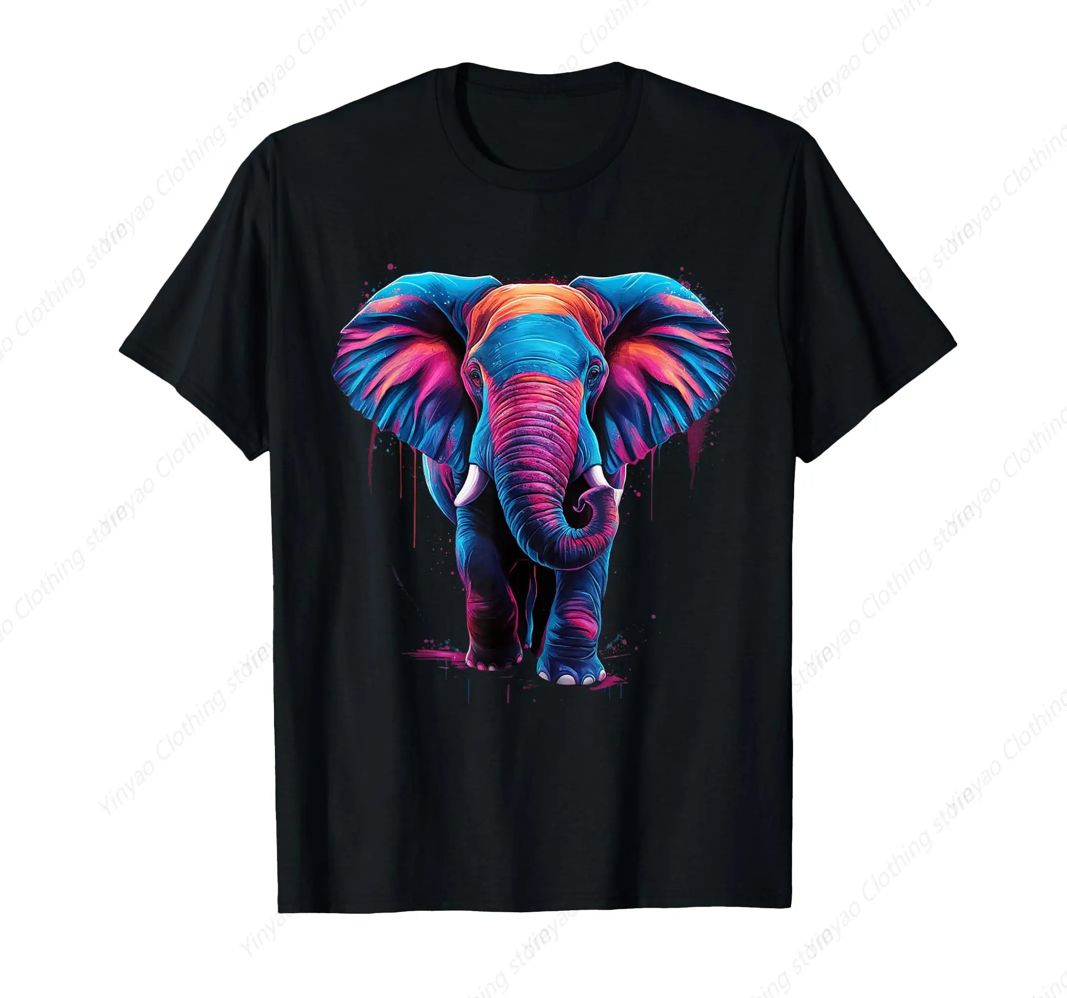 

Elephant colored pop art enthusiasts men's and women's casual T-shirts men's cotton short sleeves