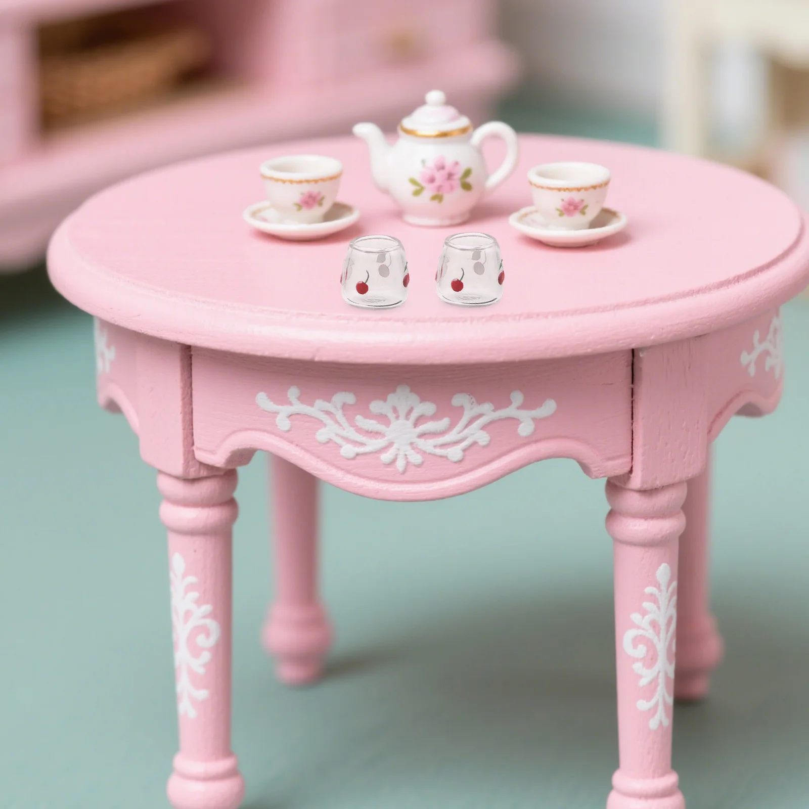 Vasos de vidrio en miniatura con forma de cereza, vasos pequeños realistas para beber, utensilios de cocina para casa de muñecas, Mini vasos de vidrio para decoración, 4 Uds.