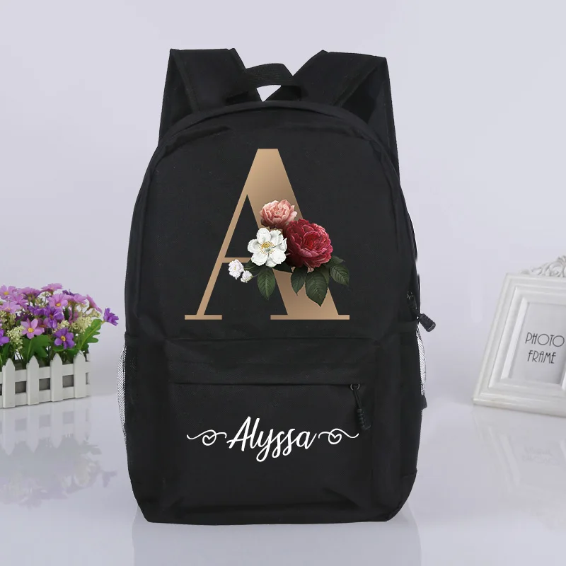 Personalized Letters Girls School Bags Customized Name Print Backpack Kindergarten Children Schoolbag Teenage Kids Daypack Gifts