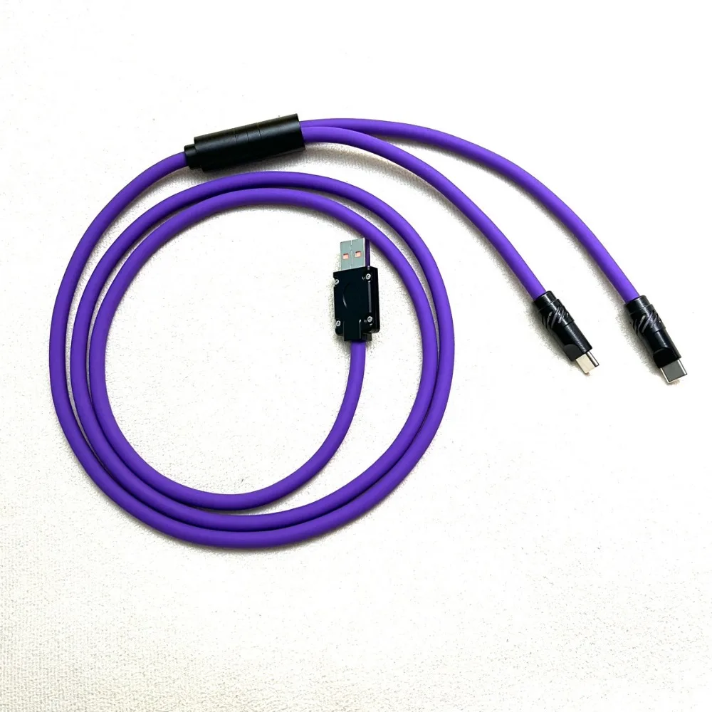 1 To 2 Soft Silicone 8K Dual Head DIY Mouse Gaming Cable Magnetic Axis Mechanical Keyboard Data Cable Desktop Keyboard Cable