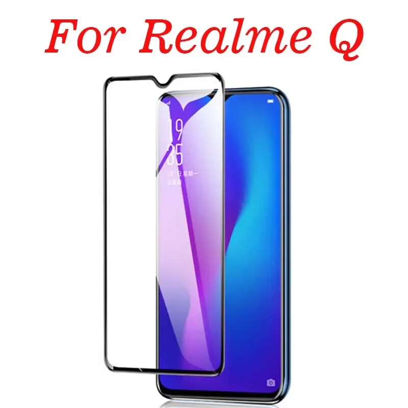 2PCS 3D Full กาวกระจกนิรภัยสําหรับ OPPO Realme Q เต็มหน้าจอป้องกันการระเบิดป้องกันหน้าจอฟิล์มสําหรับ OPPO realme Q