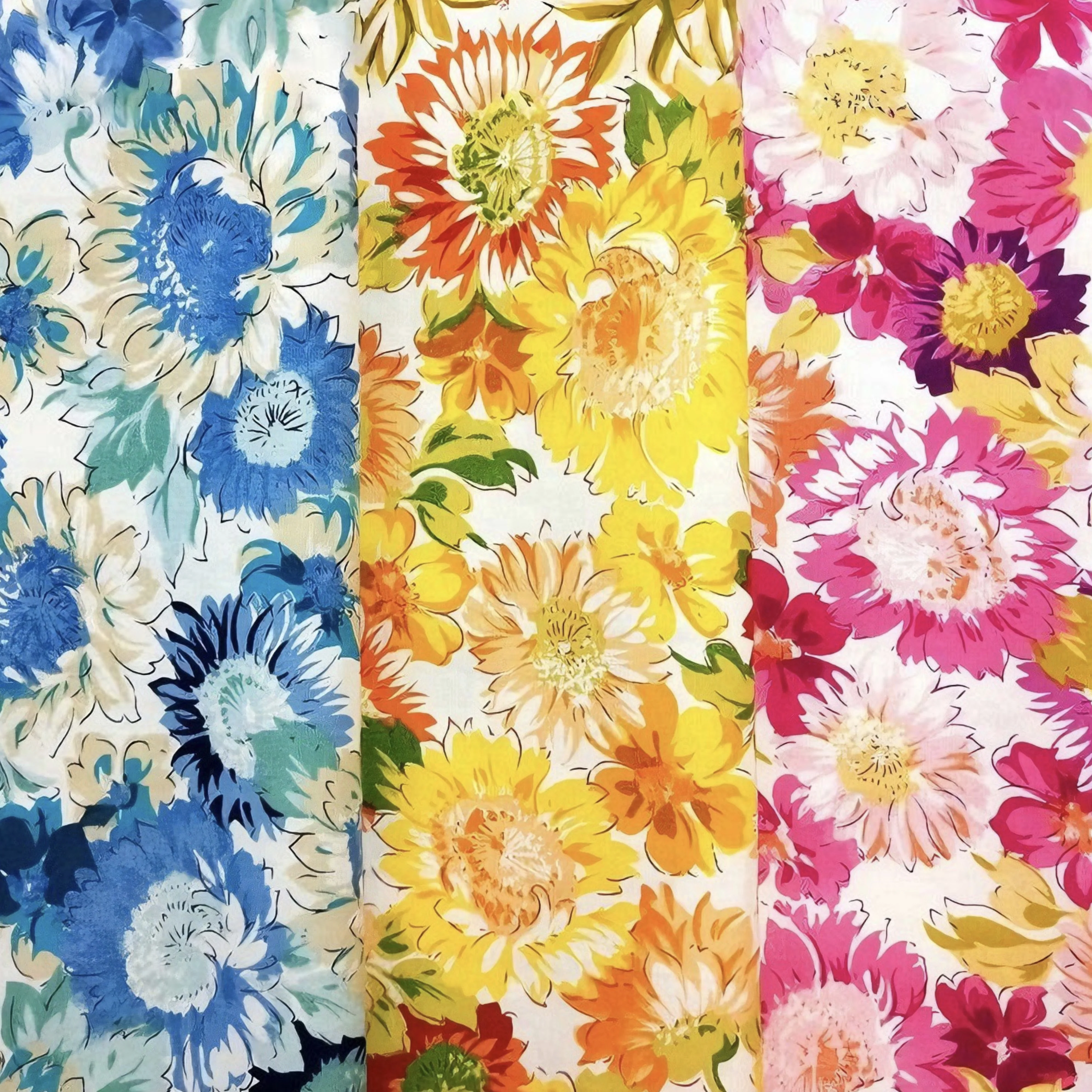 

145x50cmSunflower Pink Yellow Blue Cotton Poplin Fabric, Making Women's Clothing Children's Dress Shirts Cloth