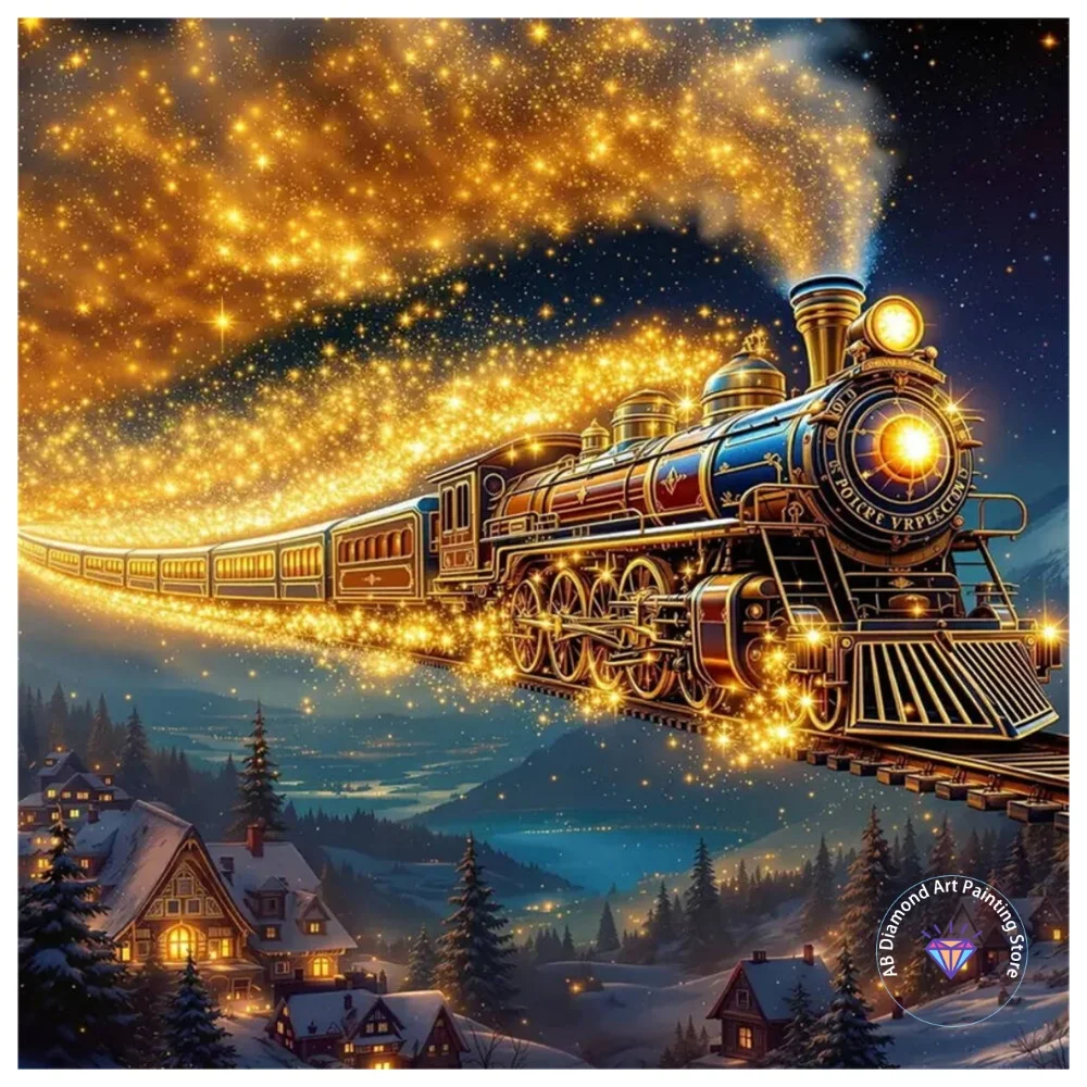 

Train Landscape AB Diamond Painting Kit Square Round Diamond 5D DIY House Mosaic Handmade Art Adult Exquisite Gift Home Decor