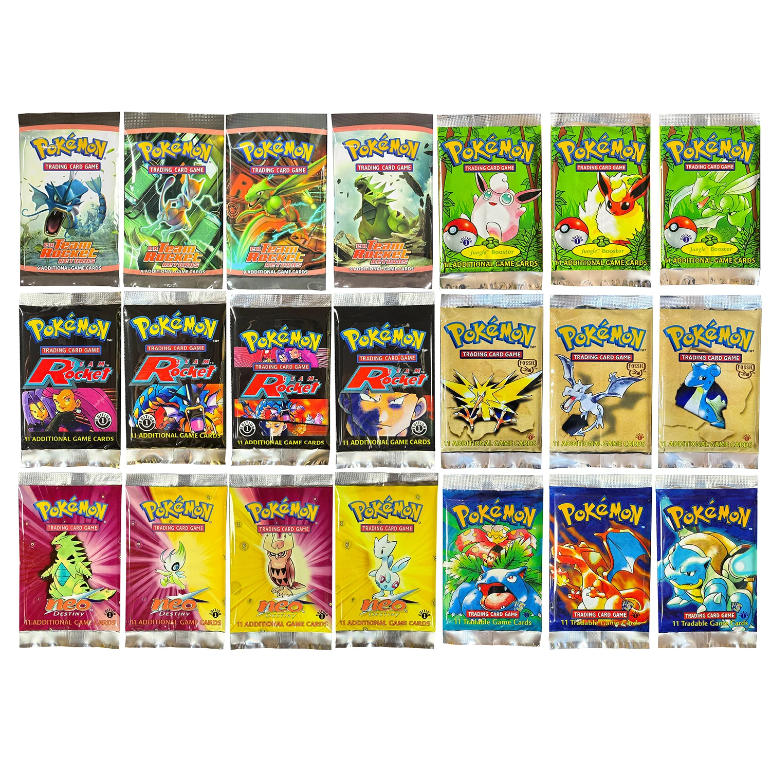 Packs de boosters PTCG EX Team-Rocket-Returns/BS/Team Rocket/Neo Destiny/Jungle/Fossil Classic TCG – Collections Rares et Coffrets Cadeaux