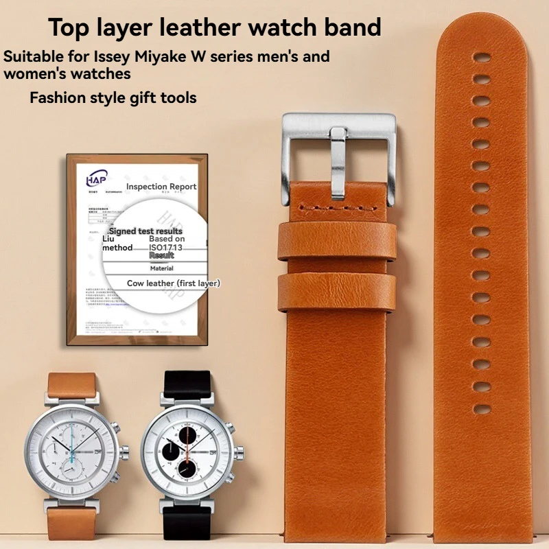 

FMiyake Life W Series SILAY003Y NYAD002 NYAJ003Y Male Female Couple Fashion Trend Head Layer Calfskin Watch Strap Accessories