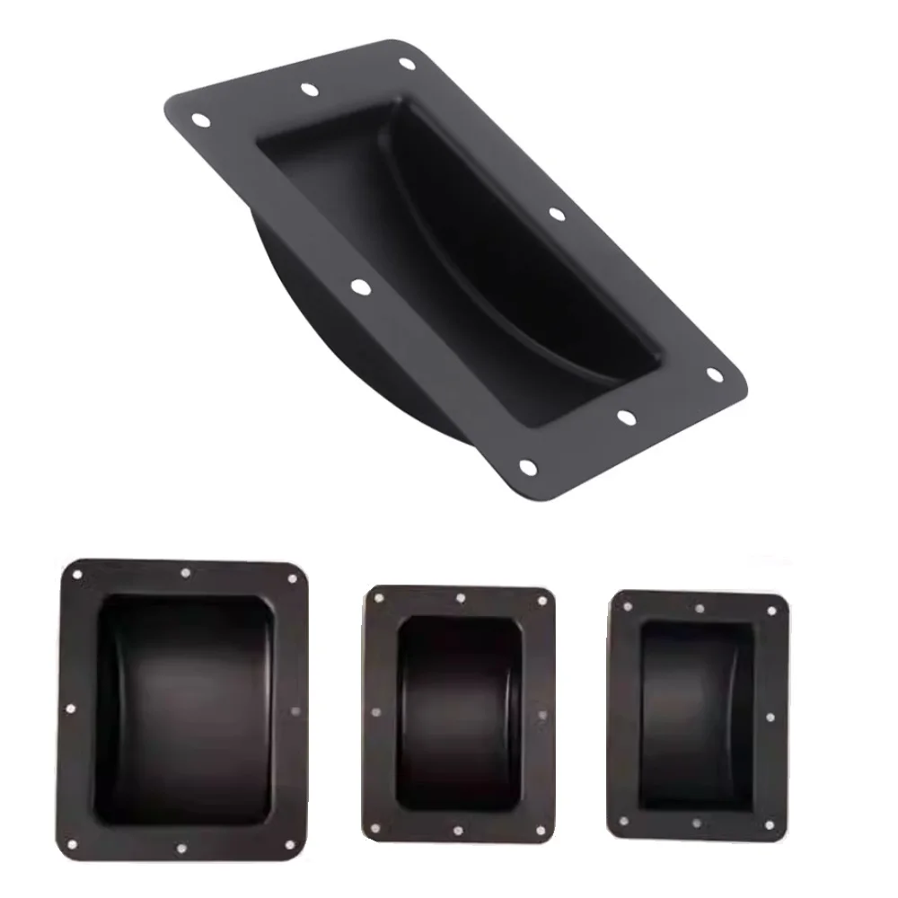 4Pcs Black Steel Rectangular Flight Case Caster Cups Recessed Holder Pit Trap For Audio Case Tool Box Stacking