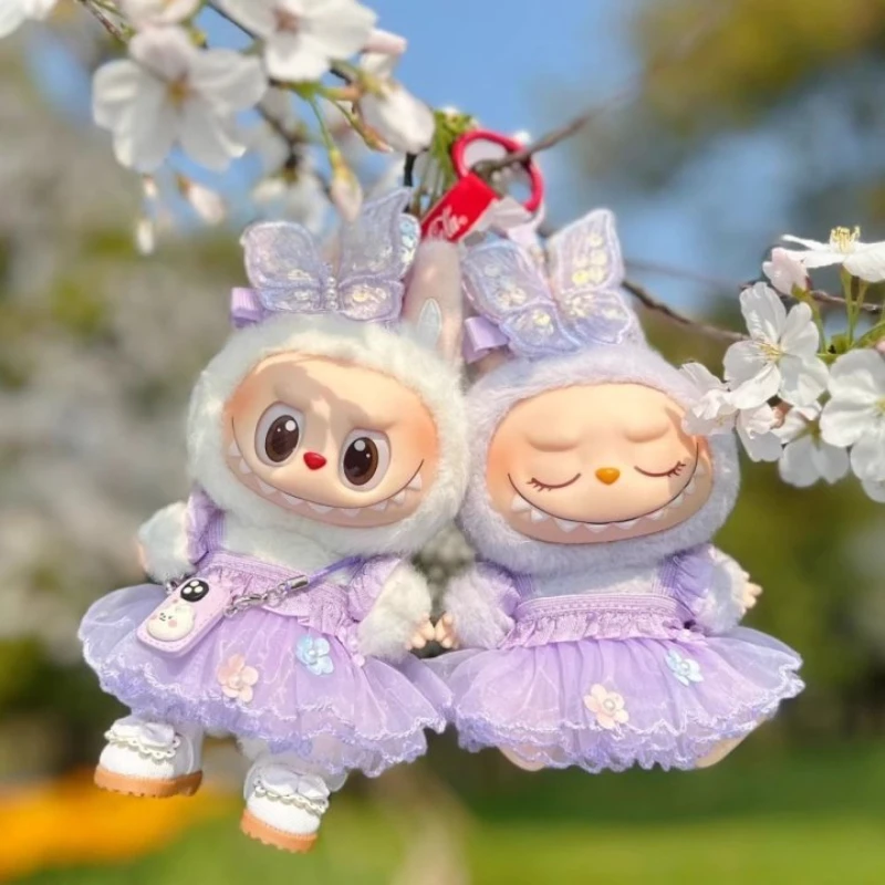 

17cm Labubu I II Idol Dolls Purple Butterfly Fairy Skirt Mini Plush Doll'S Clothes Korea Kpop Exo Idol Dolls DIY Accessories