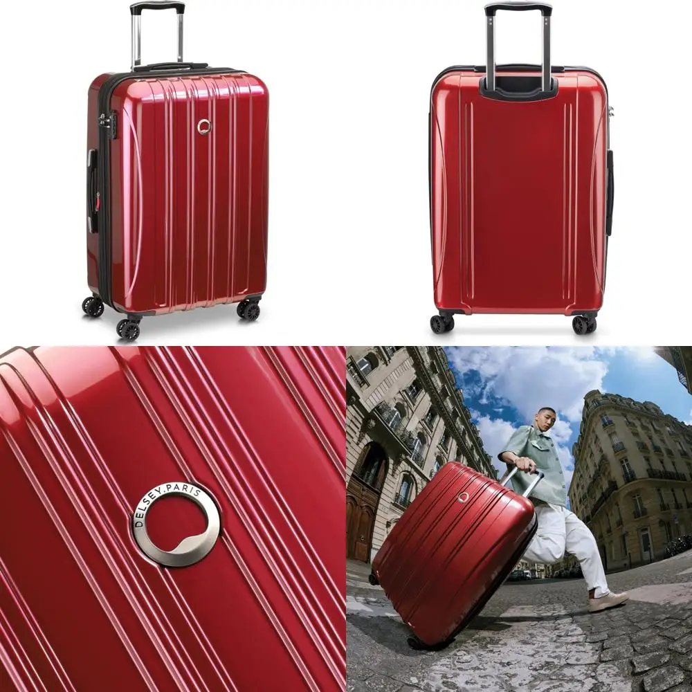 

Средний 24-дюймовый расширяемый чемодан-спиннер с твердой поверхностью кирпично-красного цвета с аэродинамическим дизайном — идеально подходит для путешествий