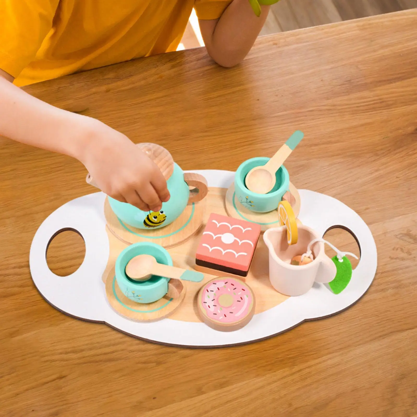 Wooden Tea Party Set Princess Tea Party Time for Children Girls Boys Kids