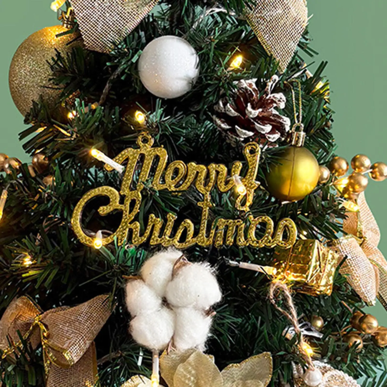 

Настольная рождественская елка, искусственная с шариками, бантом, мини-рождественская елка с огнями для домашнего декора, в помещении, на открытом воздухе, для спальни, гостиной