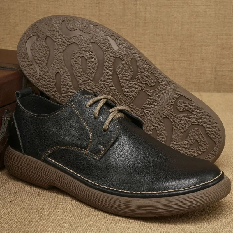 British Style Casual Leather Shoes Retro Business Commuting Leather Shoes Comfortable Soft Soled Top Layer Cowhide Men's Shoes
