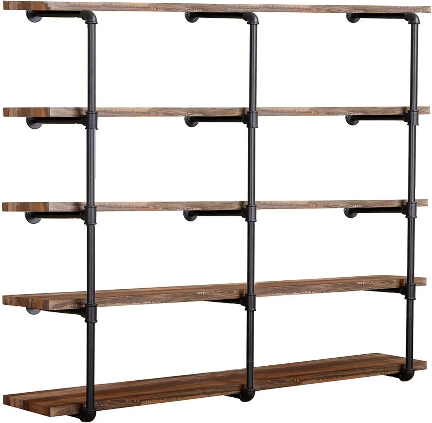 Industrial Wall Mount Iron Pipe Shelf Shelves Shelving Bracket Vintage Retro Black DIY Open Bookshelf DIY Storage offcie Room Ki