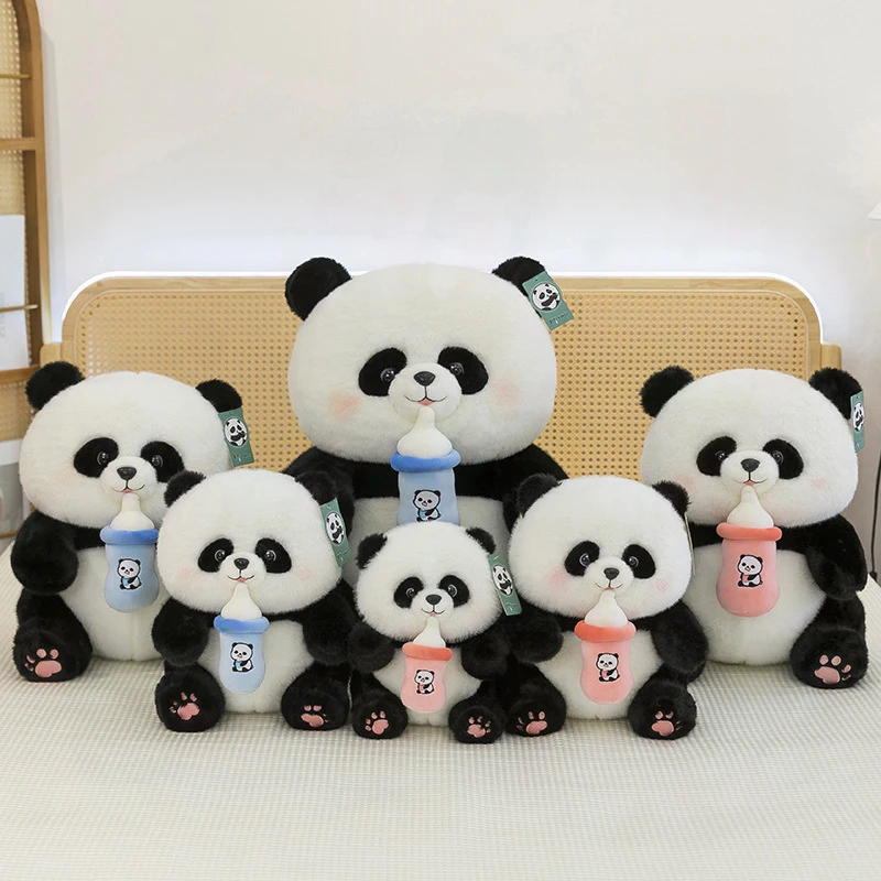 

Kawaii Plush Panda Toy with Milk Bottle Small Stuffed Doll Cute Cuddly Baby Pillow for Kids Birthday Gift Plushie Animal Doll