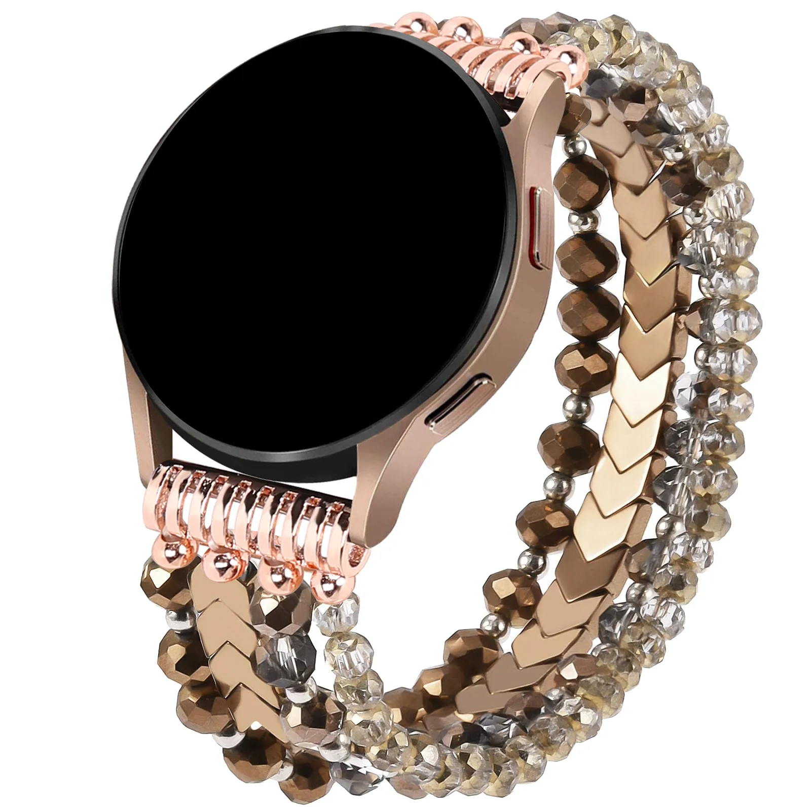 voor Samsung Galaxy Watch 6/5/4 40/44 mm bands/Active 2 Watch 4 42/46 mm band dames, 20 mm handgemaakte mode elastische kristalkralen
