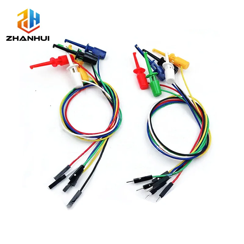 5PCS Test Hooks with Male & Female Dupont Connectors - Wire Transistor Tester Probe Clips for Multimeter & Instrumentation