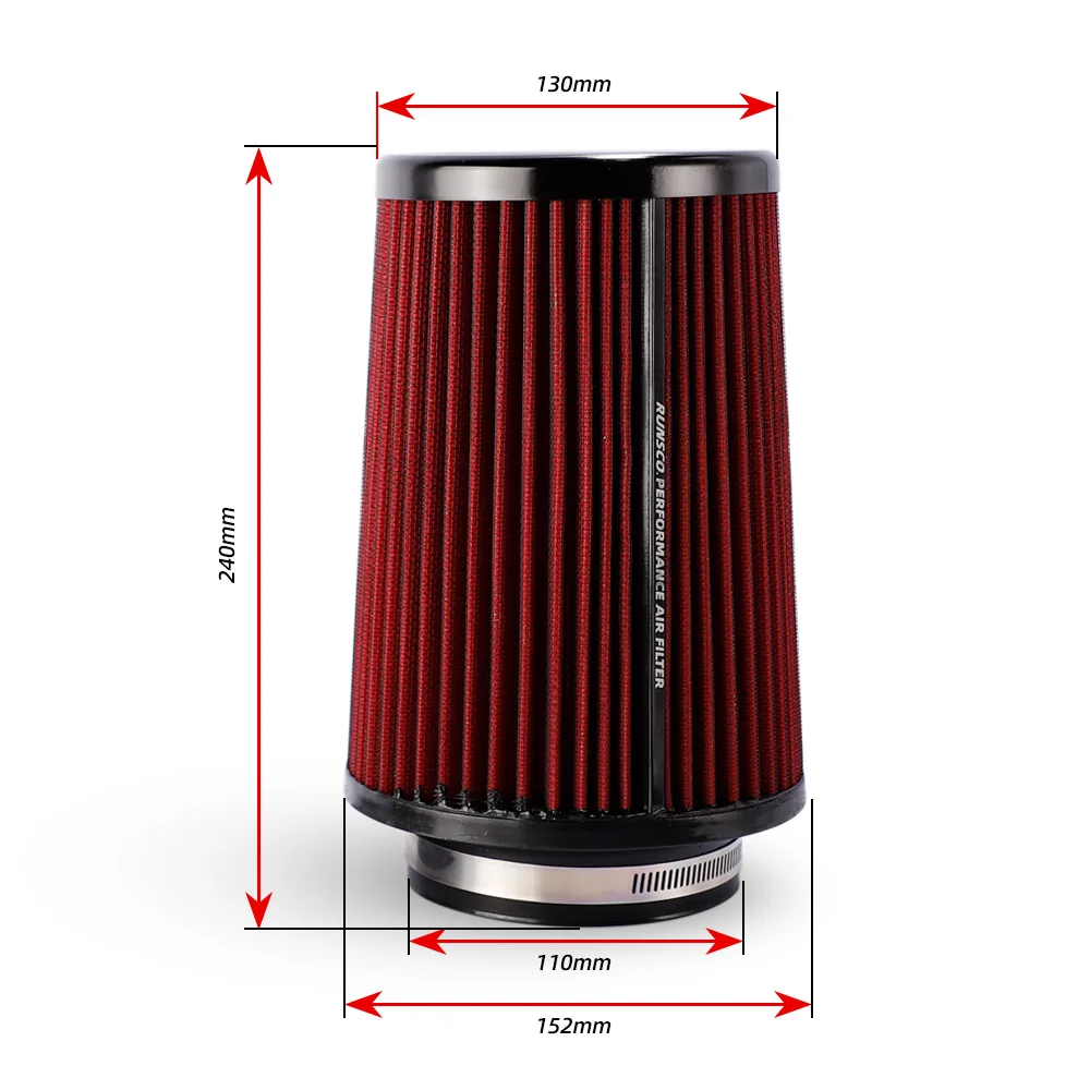 2.5inch 3inch 3.5inch High Flow Cold Cone Air Intake Filter Universal Car Air Filter Modification for Race Car 76MM/89MM/101MM