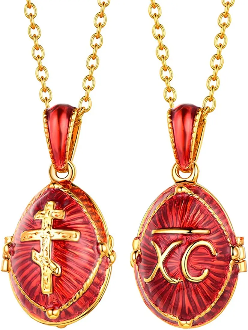 Chainspro Orthodox Cross Egg Loclet Necklace Pendant Chain 22