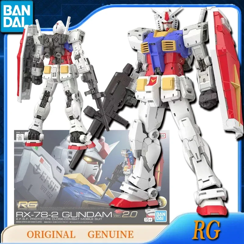 Bandai Original Genuine RG 1/144 RX-78-2 GUNDAM Ver.2.0 Anime Action Figures Toys for Kids Gift Assembly Model Ornaments