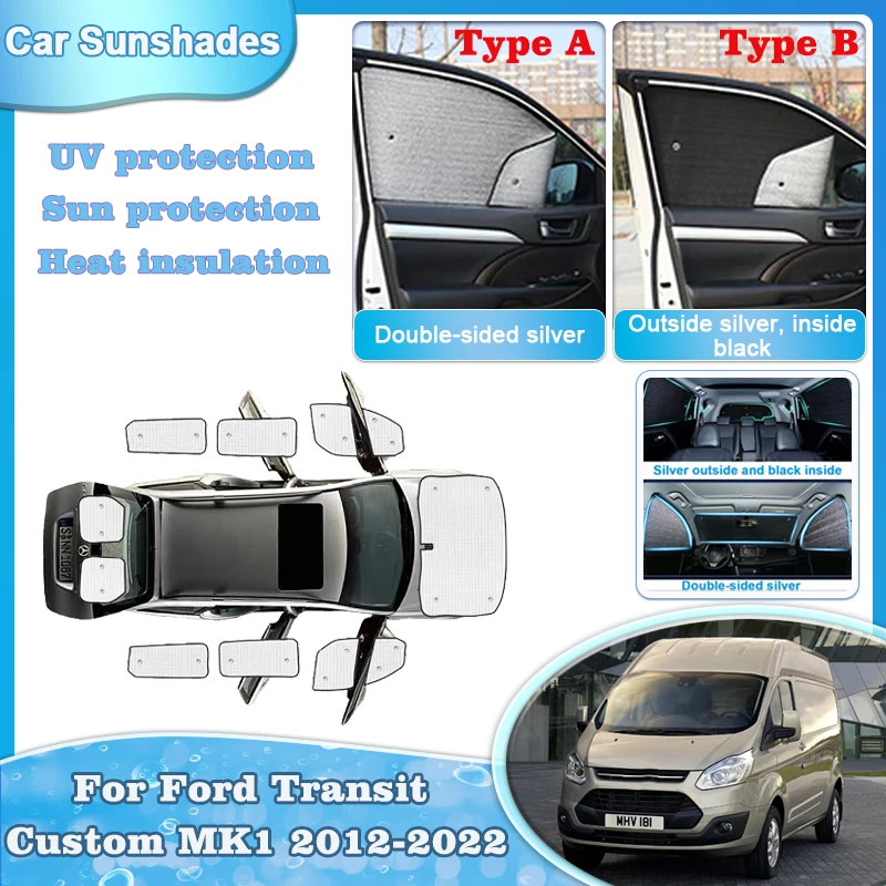 

Car Sunshades For Ford Transit Custom Accessories Tourneo MK1 2012-2022 Sun Visors Shade Windshield Window Covers Anti-peeping
