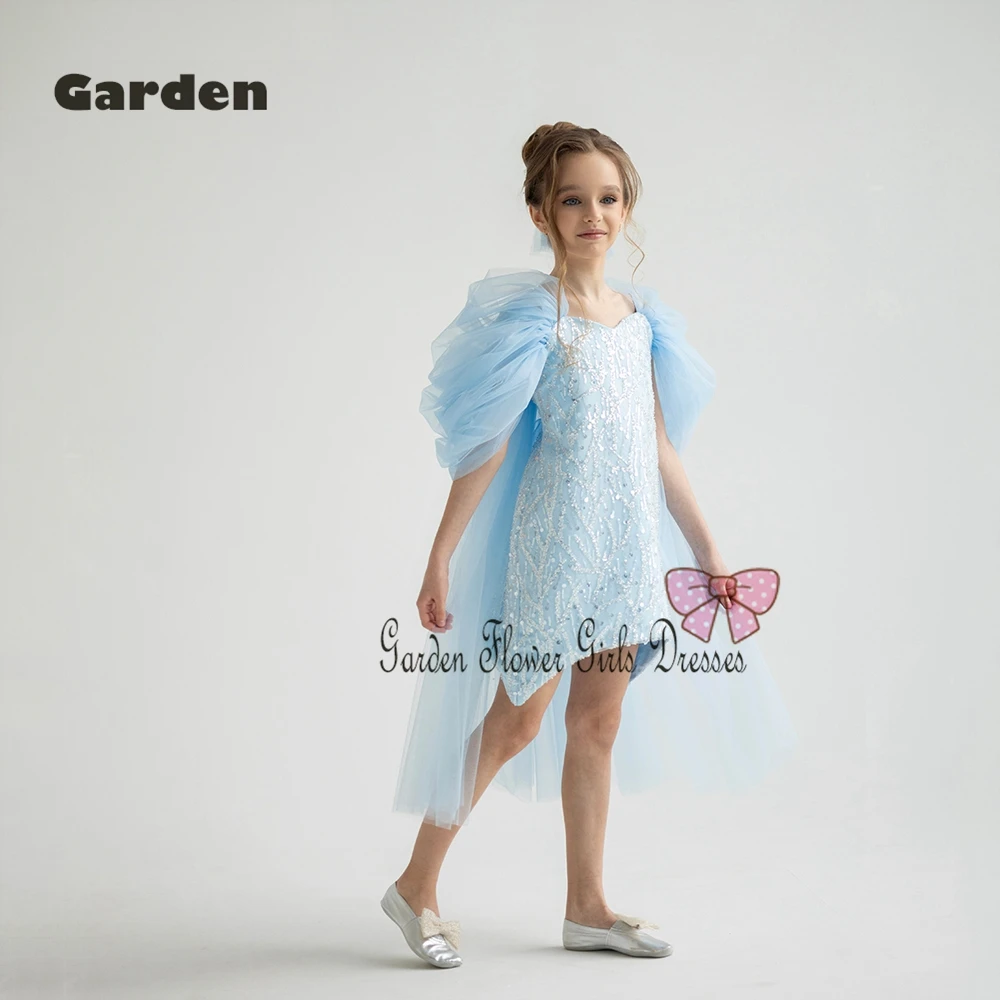 Charming Scoop Flower Girls Dresses with Sequined 2025 Summer New Sheath Short Sleeve Christmas Dresses فستان عيد الميلاد New