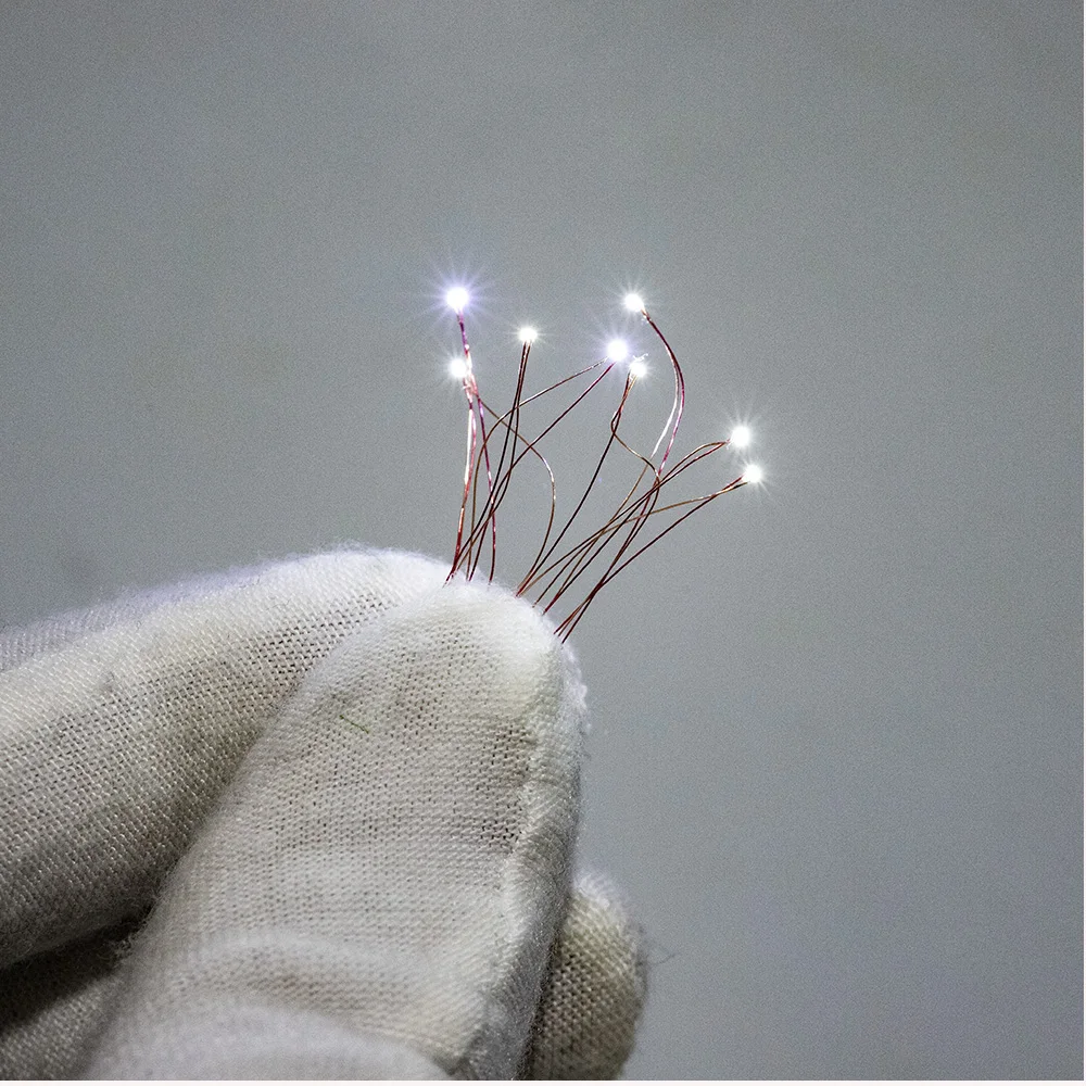 

50PCS 0201 SMD LED Lamp Micro 3V LED Light Copper WireDIY Toy Models Pre-Soldered Micro Litz for Diorama