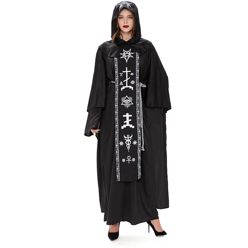 زي تنكري للبالغين لعيد الهالوين على شكل عباءة ساحر، زي مصاص دماء للعروض المسرحية، ملابس حفلات بثيمة سحرية للأزواج