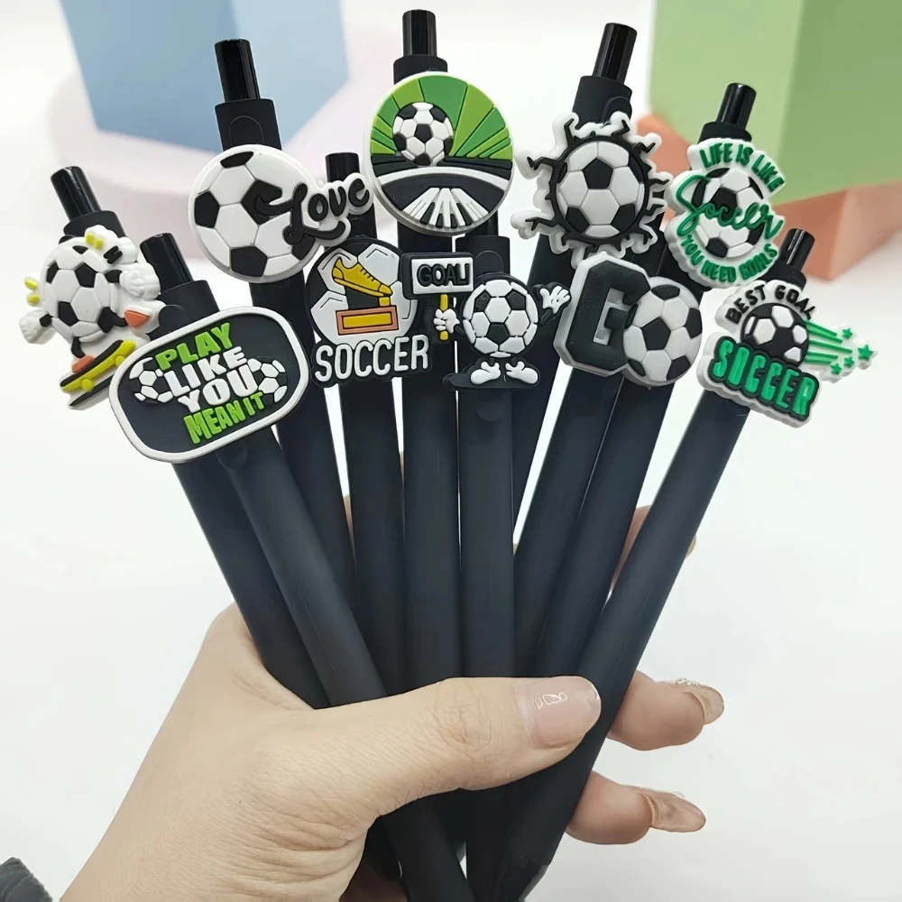 10 bolígrafos de gel con diseño de fútbol, recuerdos para fiestas de fútbol, bolígrafos de tinta negra, regalos para profesores, papelería para oficina y aula