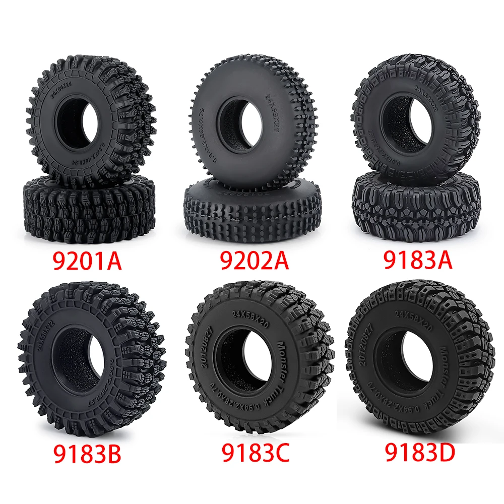 TRINOOD 4 szt. Miękkie gumowe opony terenowe do błota do samochodów RC Crawler 1/18 TRX4-M, części do tuningu kół