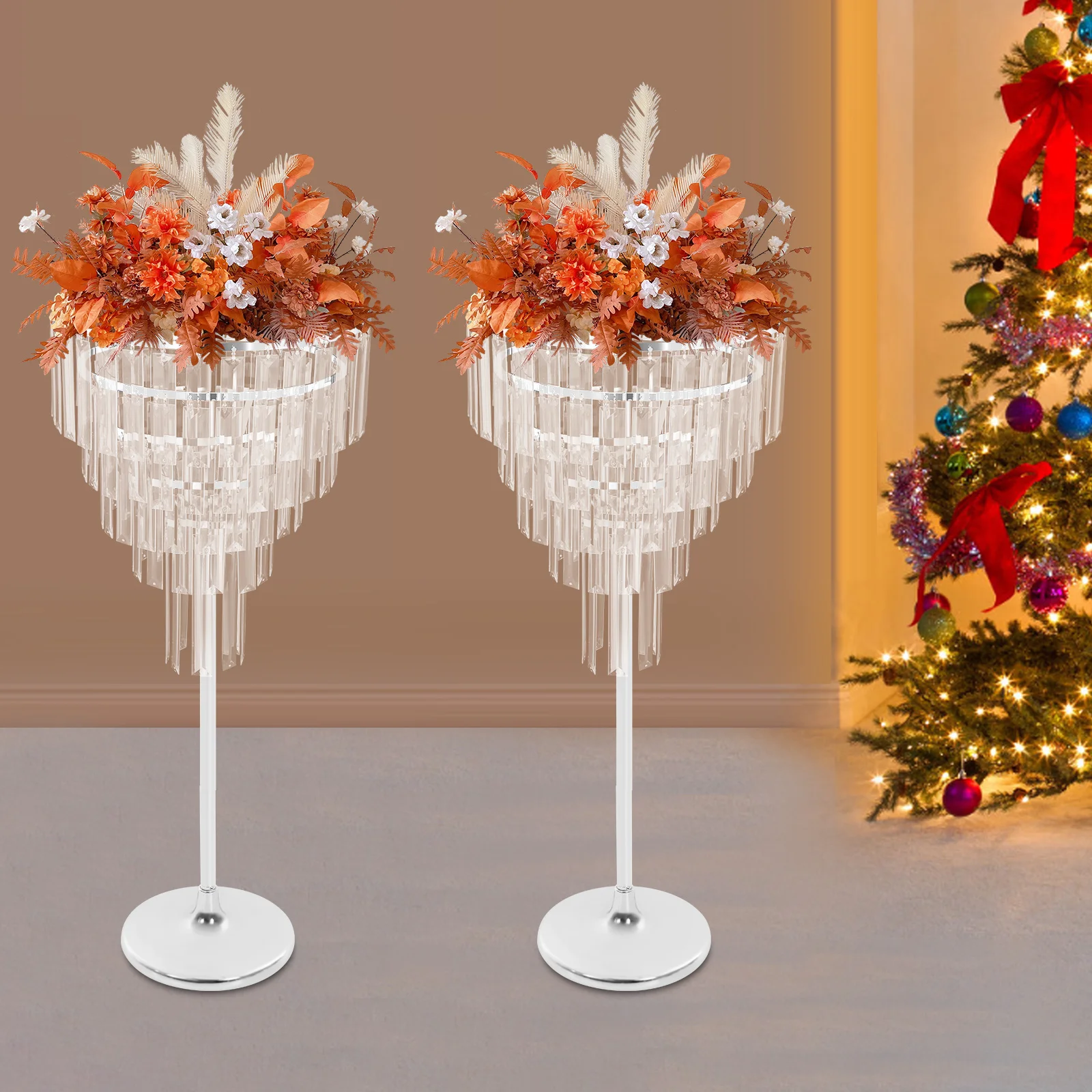 

Reusable Detachable Silver Flower Stands 2 Pack, Romantic Stylish Centerpieces For Birthdays Celebrations Hotels And Cafes