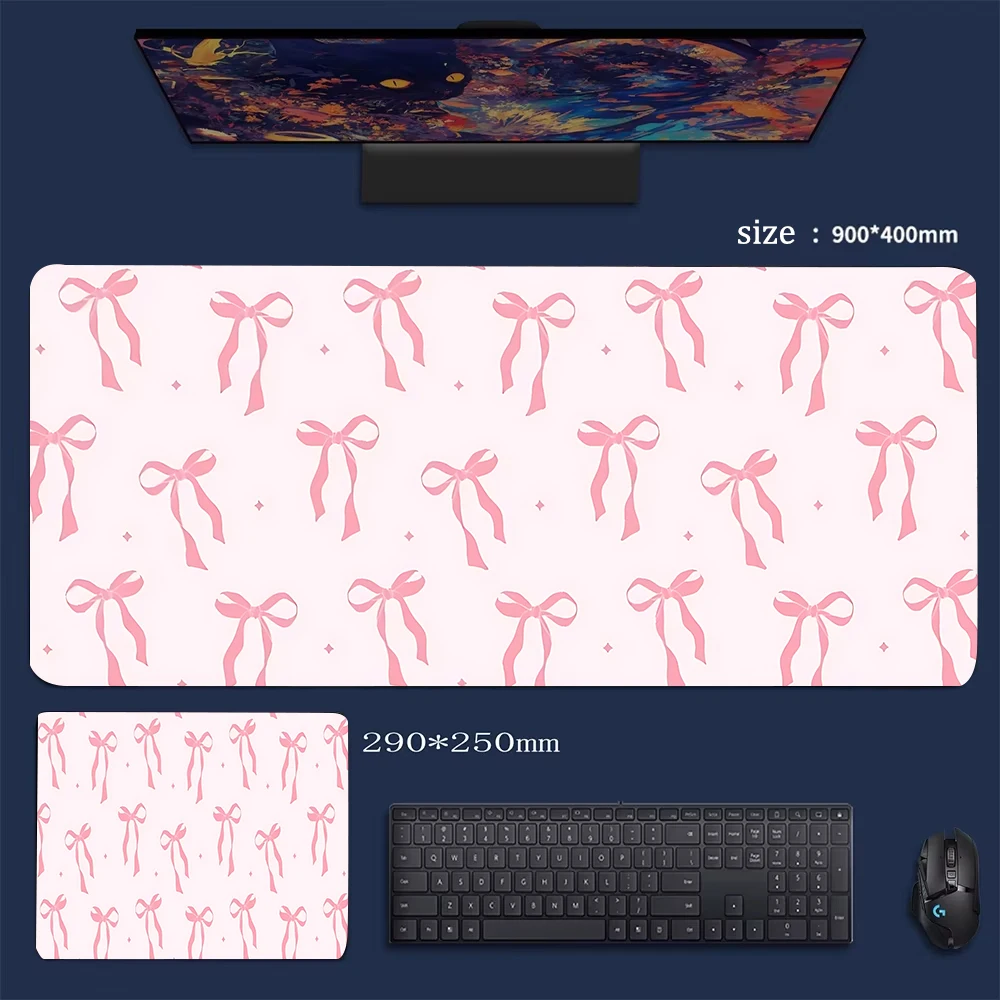 Tapis de souris de jeu rose Extra Large, design artistique, fond de teint en caoutchouc antidérapant, 40x90, tapis de bord de couture de précision pour les joueurs et le bureau
