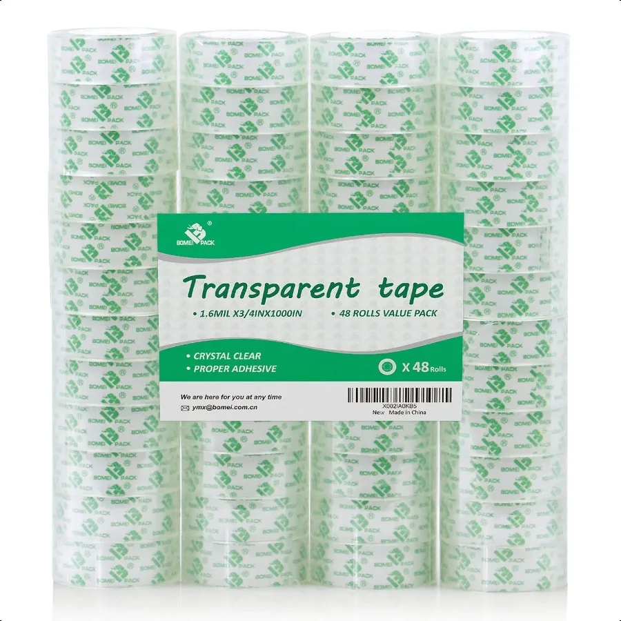 

BOMEI PACK 48 Rolls Crystal Clear Transparent Tape Stationery Tape Refills Rolls for Dispenser 3 4 in x 1000 in 1 inch Core Gif