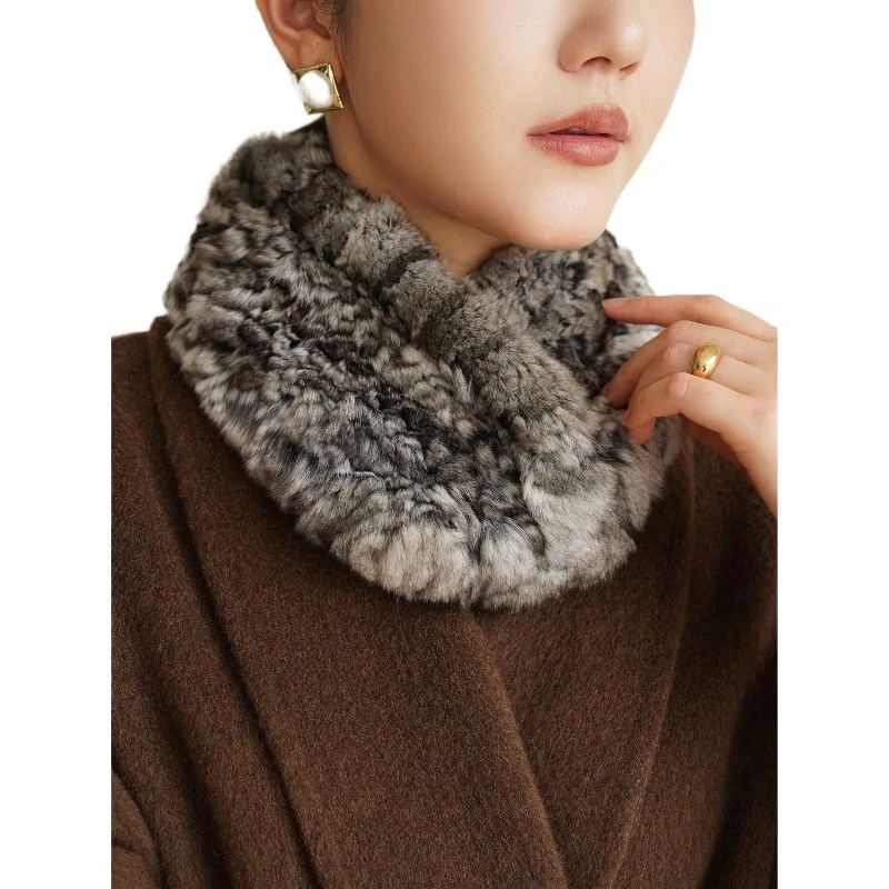 

Winter Chinchilla woven fur scarf women's warm real fur collar fur plush scarf cyan purple blue neck cover Korean version