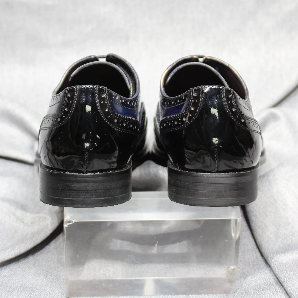 Cow Patent Leather Men's Oxfords Brogue Wingtip Formal Shoes Classic Handmade Lace Up Office Wedding Party Dress Shoes for Men
