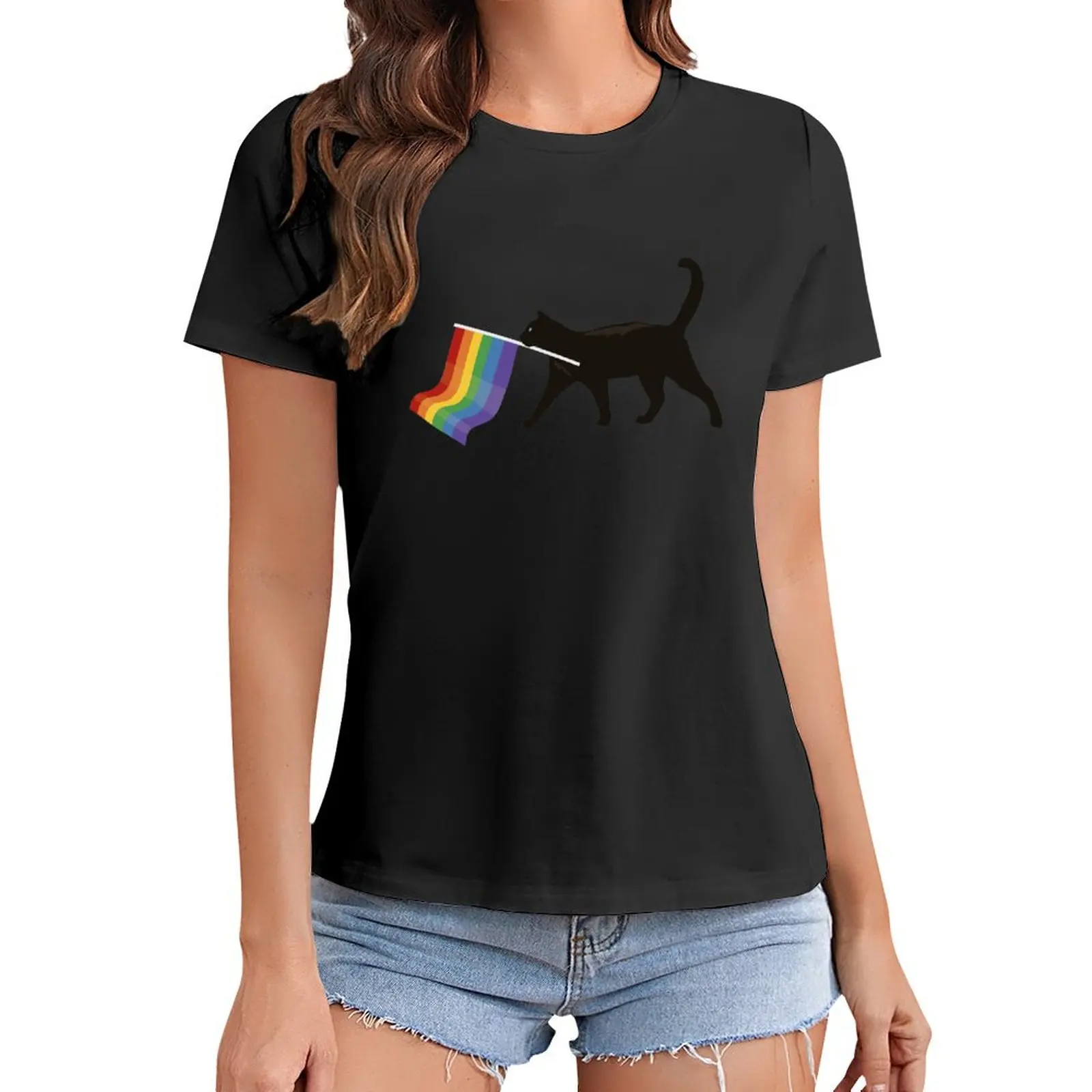 

a little gay cat friend! T-Shirt quick-drying sublime Blouse t shirt for Women