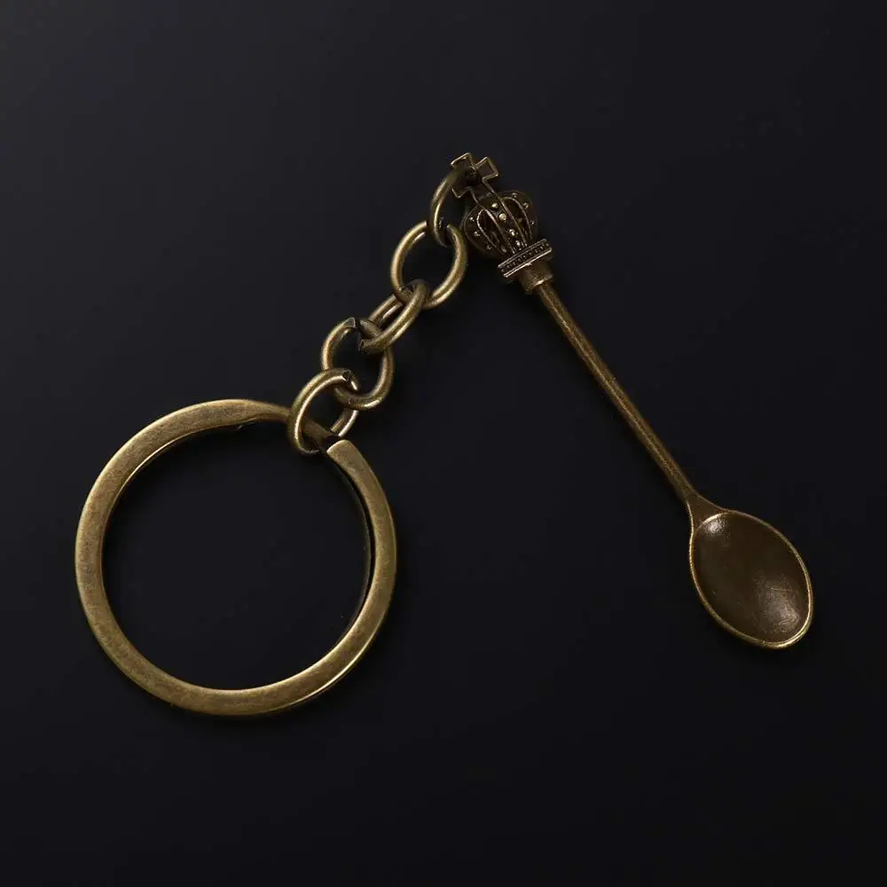 Christmas Fashion Ornaments Handmade Craft Pendant Silver Color Trinkets Metal Key Chain Spoon Keychain Key Ring