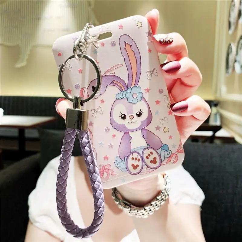 Disney StellaLou Card Holder with Lanyard for Students Kids Girls Cute Design School Bus Metro ID Badge Meal Pass Campus Use