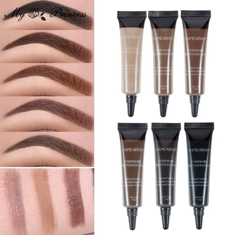 Natural 6 Colors Liquid Dyeing Eyebrow Cream Set Waterproof Durable Brown Tint Eyebrow Henna Mascara Eyebrows Paint Makeup