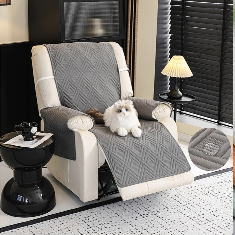 

1 Seater Quilted Geometric Stripes Recliner Sofa Cover Waterproof Armchairs Slipcovers Kids Pets Non-slip Accent Couch Covers