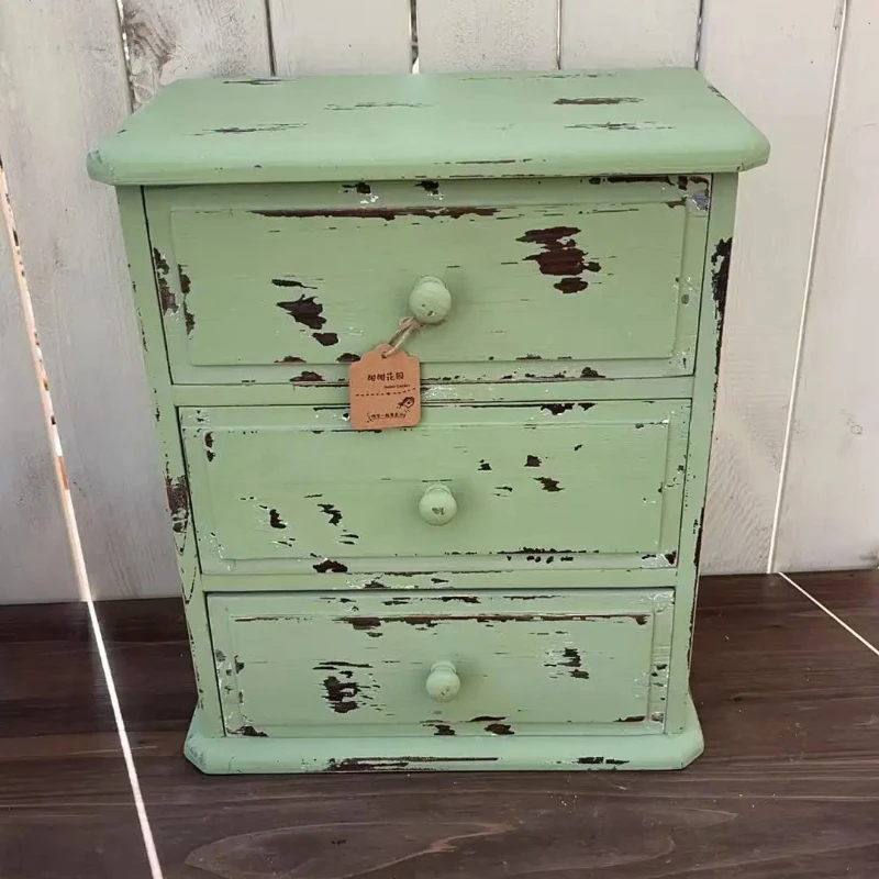 

Потертый деревянный шкаф — винтажная садовая подставка с тремя ящиками и органайзер для растений в сладком стиле с многослойным хранилищем